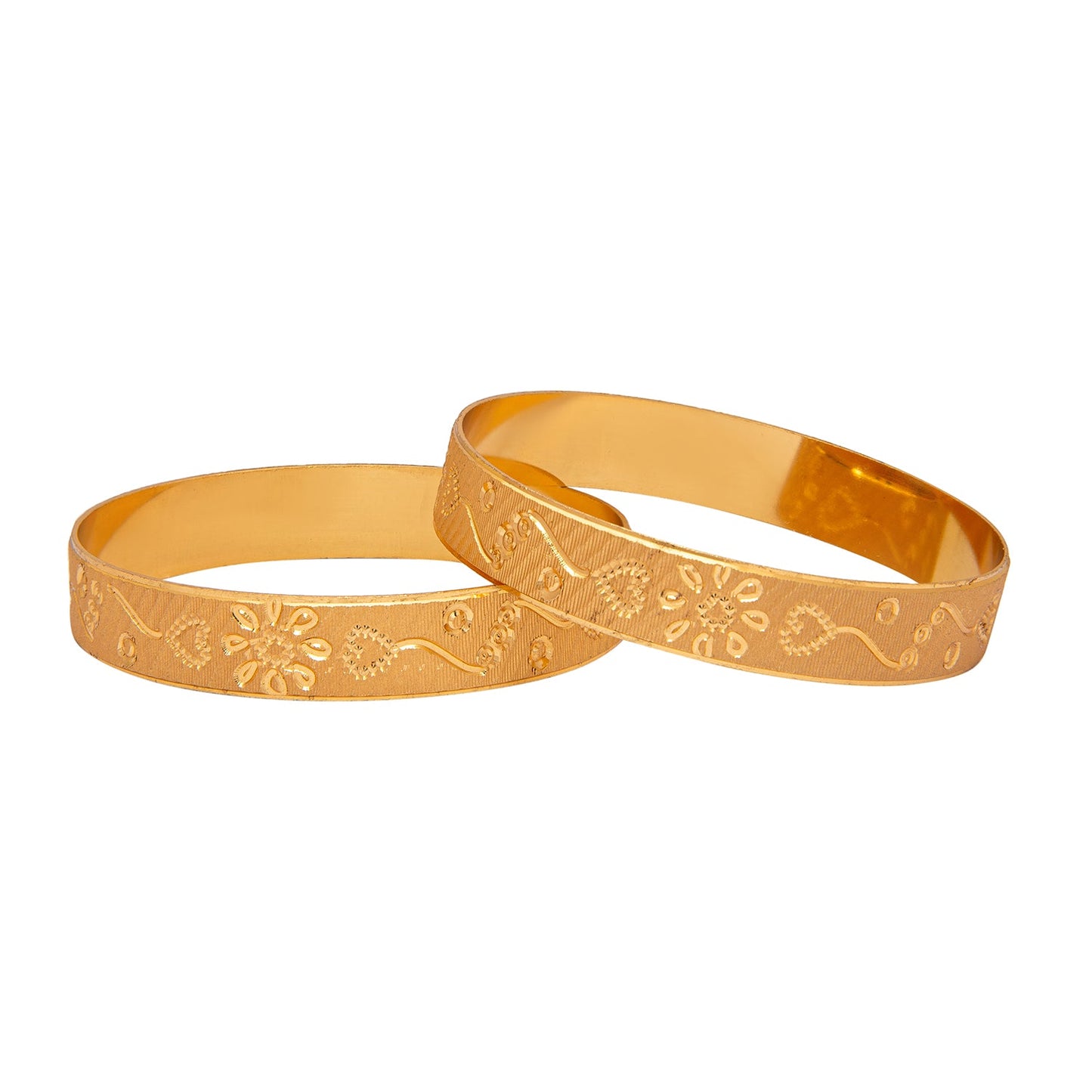 Shining Jewel Gold Plated Traditional Handcrafted Flower Designer Bangles for Women (Pack of 2) SJ_3484_2.4