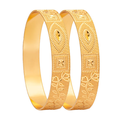 Shining Jewel Gold Plated Traditional Handcrafted Flower leaves Designer Bangles for Women (Pack of 2) SJ_3485_2.4