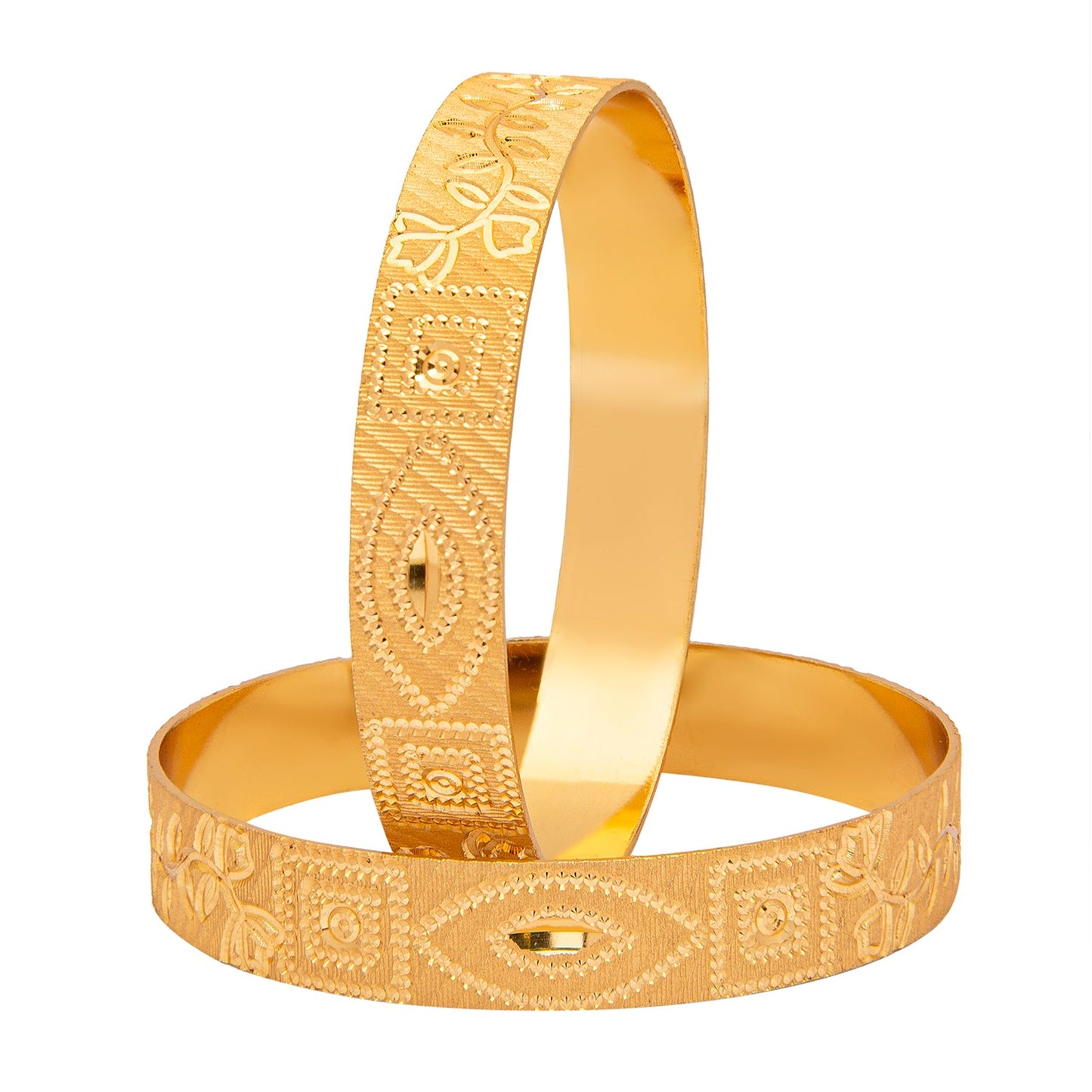Shining Jewel Gold Plated Traditional Handcrafted Flower leaves Designer Bangles for Women (Pack of 2) SJ_3485_2.10
