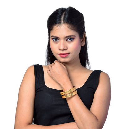 Shining Jewel Gold Plated Traditional Handcrafted Stylish Designer Bangles for Women (Pack of 2) SJ_3489_2.10