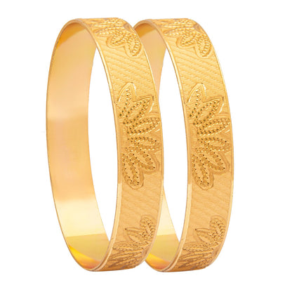 Shining Jewel Gold Plated Traditional Handcrafted Flower leaves Designer Bangles for Women (Pack of 2) SJ_3490_2.6