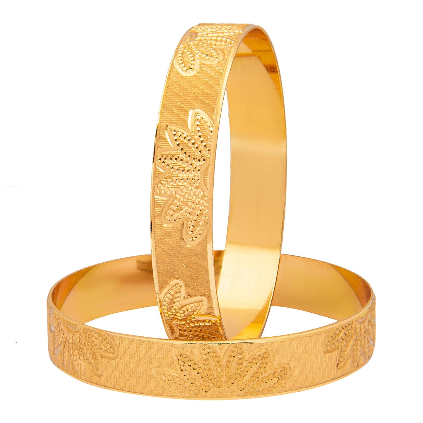 Shining Jewel Gold Plated Traditional Handcrafted Flower leaves Designer Bangles for Women (Pack of 2) SJ_3490_2.4