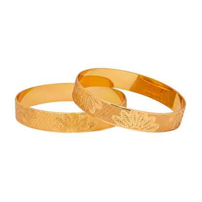 Shining Jewel Gold Plated Traditional Handcrafted Flower leaves Designer Bangles for Women (Pack of 2) SJ_3490_2.4