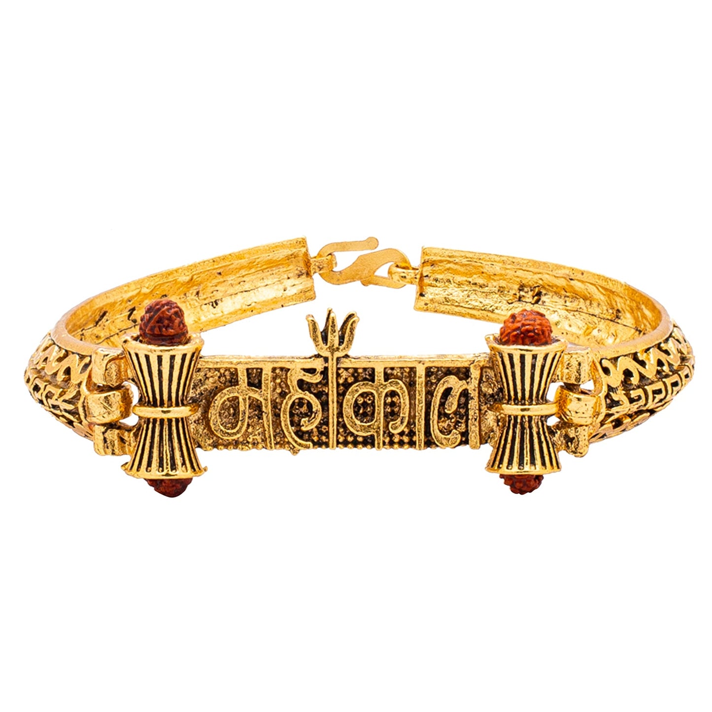 Shining Jewel Antique Gold Plated Healing and Powerful Adjustable Kada for Men & Women - MAHAKAL SJ_3498_MK