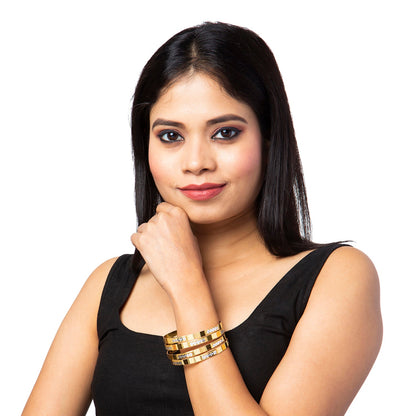 Shining JewelTwo Tone Gold & Silver Plated Traditional Designer Bangles for Women (SJ_3506_2.10)