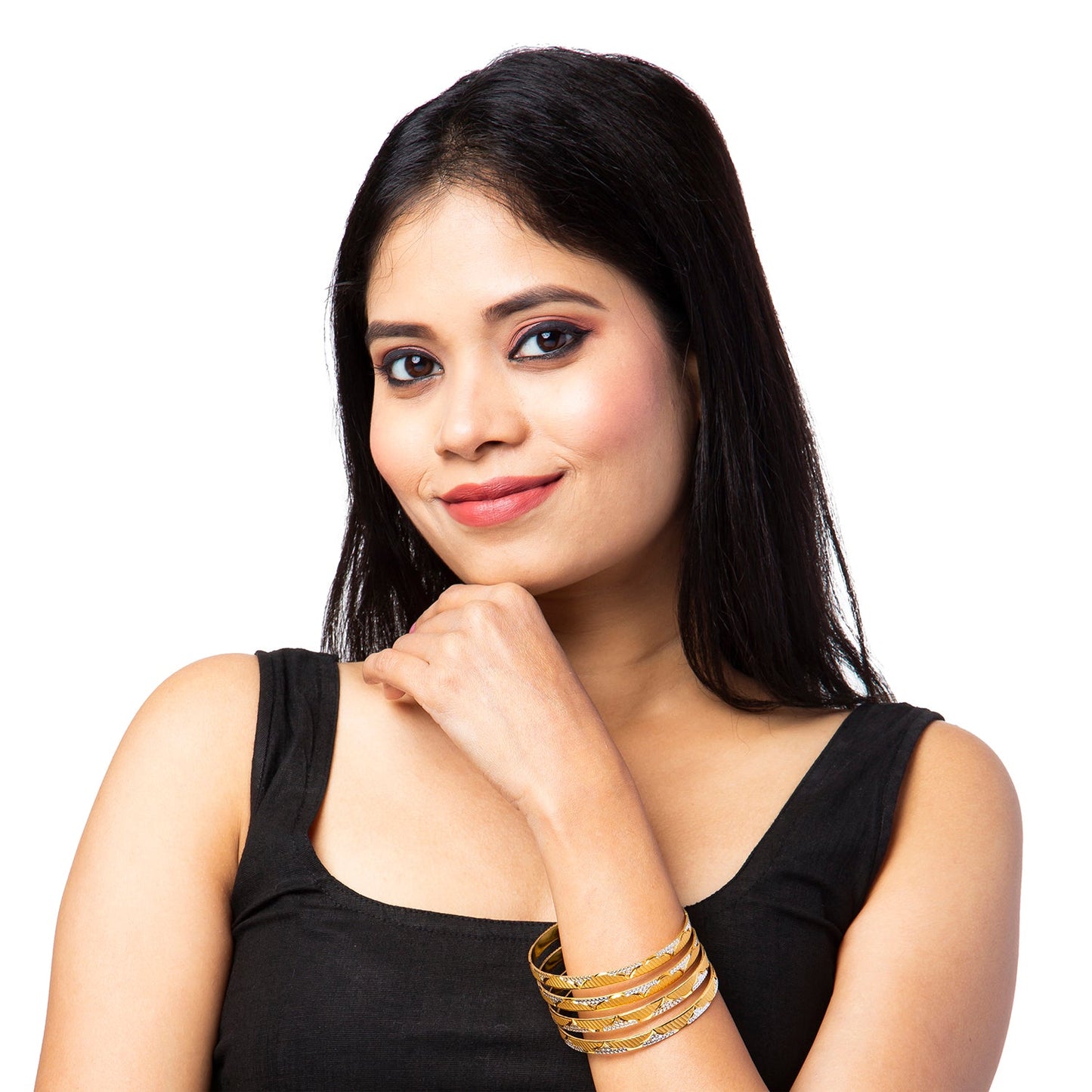 Shining Jewel Two Tone Gold & Silver Plated Traditional Designer Bangles for Women (SJ_3507_2.8)