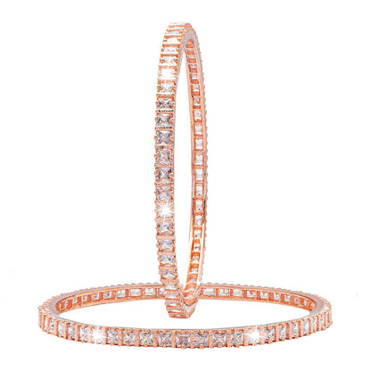 Shining Jewel Rose Gold Plated American Diamond CZ Solitaire Bangles For Women SJ_3510_2.4