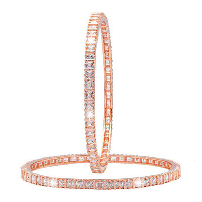 Shining Jewel Rose Gold Plated American Diamond CZ Solitaire Bangles For Women SJ_3510_2.8