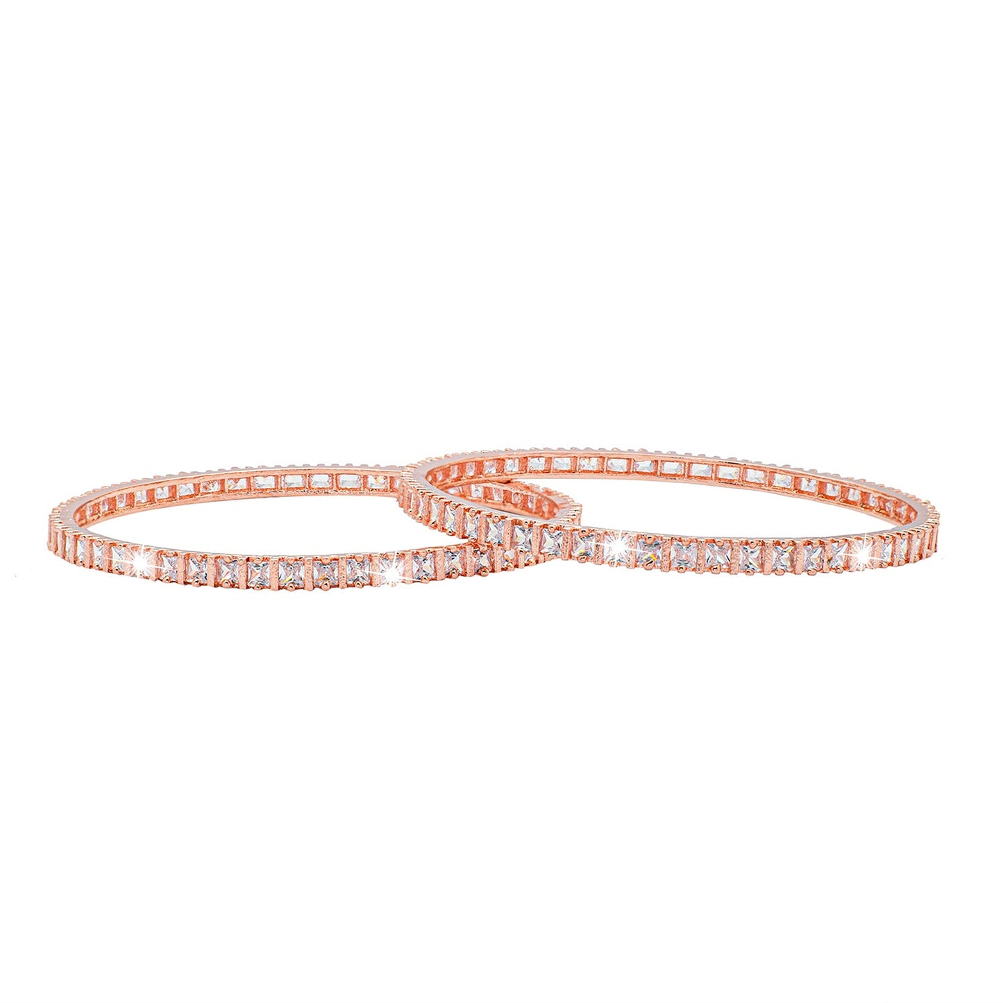 Shining Jewel Rose Gold Plated American Diamond CZ Solitaire Bangles For Women SJ_3510_2.8