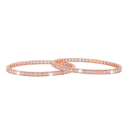 Shining Jewel Rose Gold Plated American Diamond CZ Solitaire Bangles For Women SJ_3510_2.8