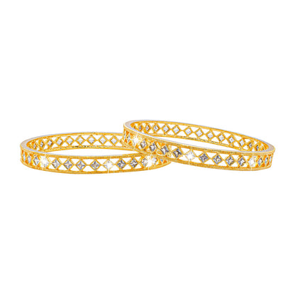 Shining Jewel Gold Plated American Diamond CZ Solitaire Bridal Bangles For Women SJ_3511_2.4