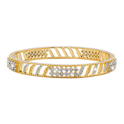 Shining Jewel Two Tone Plated American Diamond CZ Solitaire Bridal Bangles For Women (SJ_3515_2.4)