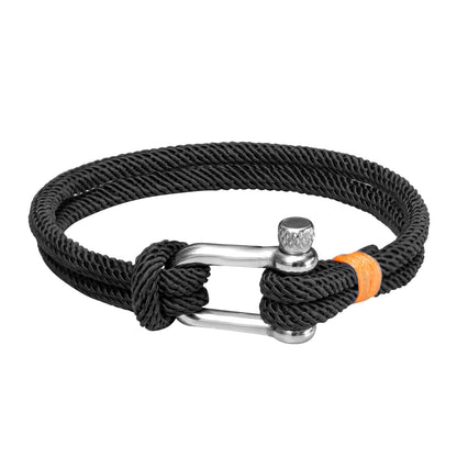 Combo of 2 Black and Grey Cotton Rope Bracelets for Men with Stainless Steel Screw Closure - SJLB_05