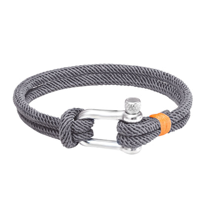 Combo of 2 Black and Grey Cotton Rope Bracelets for Men with Stainless Steel Screw Closure - SJLB_05