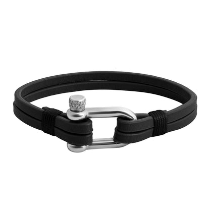 Men’s Black and Brown Leather Bracelet Combo with Stainless Steel Screw Clasp for a Rugged Modern Look - SJLB_09