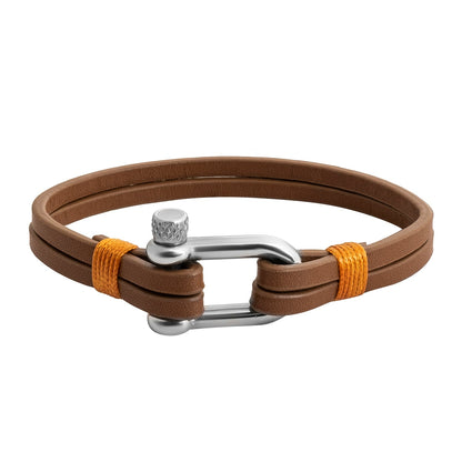 Men’s Black and Brown Leather Bracelet Combo with Stainless Steel Screw Clasp for a Rugged Modern Look - SJLB_09