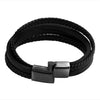 Multilayer Braided Design Stainless Steel Leather Bracelet for Men , Boys (SJ_3520_BK)