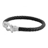 HorseShoe Desiger clasp Black leather Bracelet for Men , Boys (SJ_3521_BK)