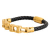 Bicker Chain Design Stainless Steel Braided Leather Bracelet for Men , Boys (SJ_3522_G)