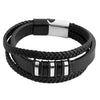 Multilayer Braided Design Stainless Steel Leather Bracelet for Men, Boys (SJ_3526_BK)