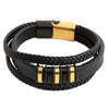 Multilayer Braided Design Stainless Steel Leather Bracelet for Men, Boys (SJ_3526_G)