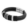 Braided Design Stainless Steel Black Leather Bracelet for Men, Boys (SJ_3535_BK)