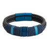 Braided Design Stainless Steel Blue Leather Bracelet for Men, Boys (SJ_3535_BL)