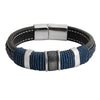 Braided Design Stainless Steel Blue & Silver Combo Leather Bracelet for Men, Boys (SJ_3535_S)