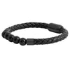 Braided Beads Design Stainless Steel Black Leather Bracelet for Men, Boys (SJ_3536_BK)
