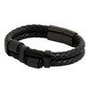 Braided Design Stainless Steel Black Leather Bracelet for Men, Boys (SJ_3540_BK)