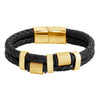 Braided Design Stainless Steel Black Leather Bracelet for Men, Boys (SJ_3540_G)