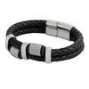 Braided Design Stainless Steel Black Leather Bracelet for Men, Boys (SJ_3540_G)