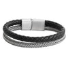 Braided Black Silver Combo Design Leather Bracelet for Men ,Boys (SJ_3544)