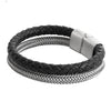 Braided Black Silver Combo Design Leather Bracelet for Men ,Boys (SJ_3544)