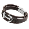 Multilayer Braided Anchor Design Stainless Steel Brown Leather Bracelet for Men, Boys (SJ_3545)