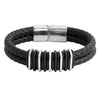 Braided Design Stainless Steel Leather Bracelet for Men, Boys (SJ_3546)