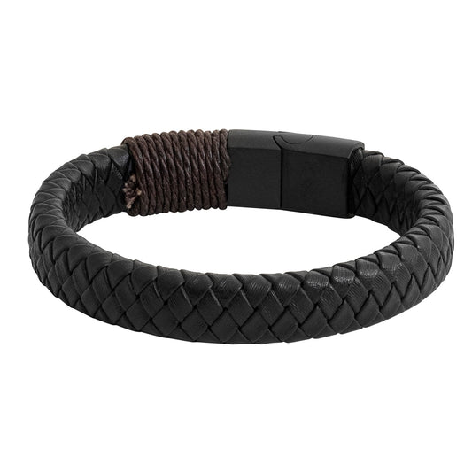 Braided Black Leather Bracelet for Men, Boys (SJ_3547)