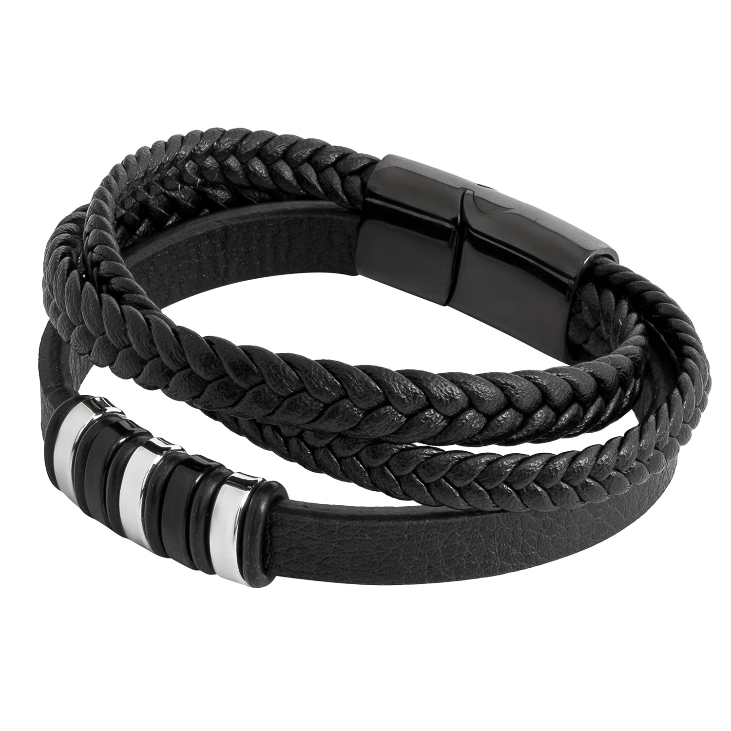 Buy Designer Black Leather Braided Steel Bracelet For Men And Boys Gym  Bracelet For Boys Genuine Leather Bracelet Gifts For Him Stylish 8 Inch  Bracelet at Amazon.in
