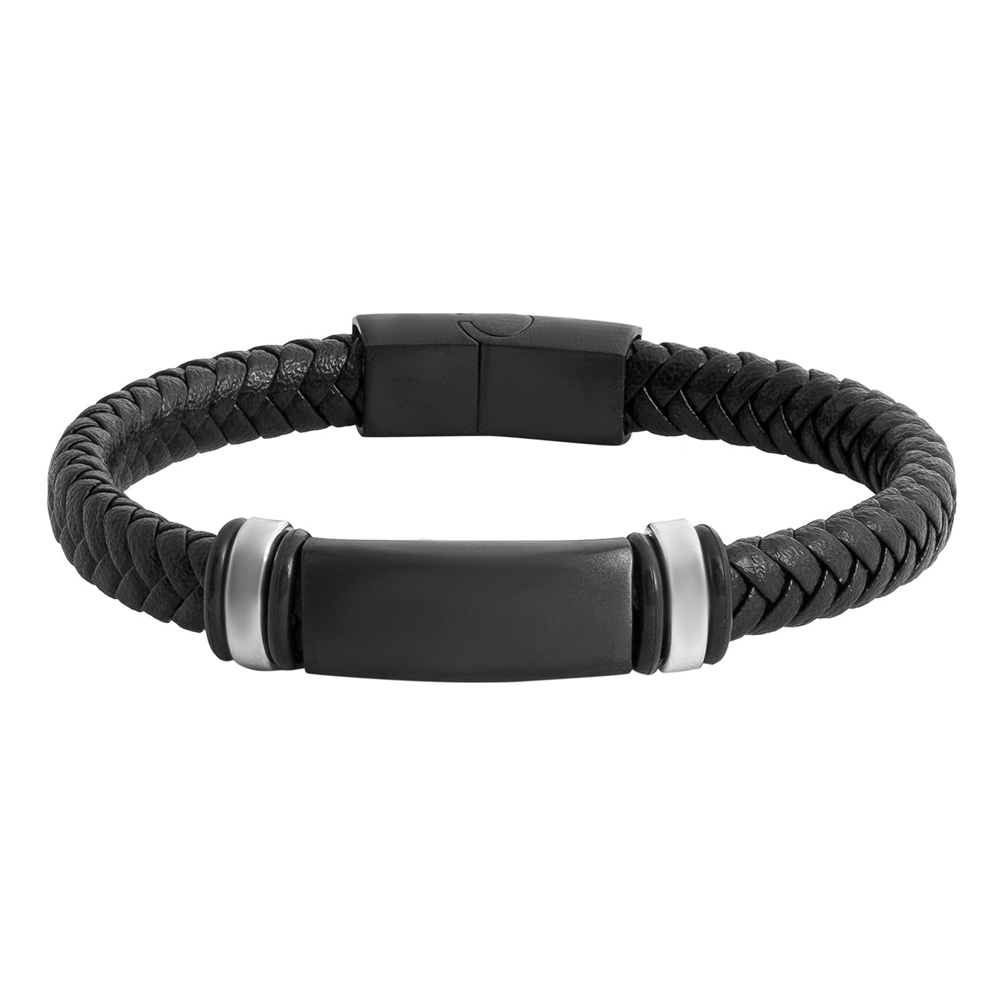 Braided Design Stainless Steel Leather Bracelet for Men, Boys (SJ_3550)