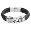 Braided Tribal Design Stainless Steel Black Leather Bracelet for Men , Boys (SJ_3554_BK)