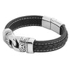 Braided Tribal Design Stainless Steel Black Leather Bracelet for Men , Boys (SJ_3554_BK)