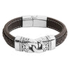 Braided Tribal Design Stainless Steel Brown Leather Bracelet for Men , Boys (SJ_3554_BR)