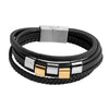 Braided Design Stainless Steel and Leather Bracelet for Men, Boys (SJ_3556_G)