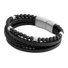 Braided Design Stainless Steel and Leather Bracelet for Men, Boys (SJ_3558_BK)