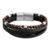 Braided Design Stainless Steel and Leather Bracelet for Men, Boys (SJ_3558_BR)