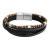 Braided Design Stainless Steel and Leather Bracelet for Men, Boys (SJ_3558_G)