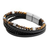 Braided Design Stainless Steel and Leather Bracelet for Men, Boys (SJ_3558_G)