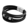 Braided Design Stainless Steel and Multilayer Leather Bracelet for Men, Boys (SJ_3359)