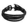 Braided Anchor Design Stainless Steel and Leather Bracelet for Men, Boys (SJ_3560_BK)