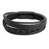 Braided Design Stainless Steel and Multilayer Leather Bracelet for Men, Boys (SJ_3561_BK)